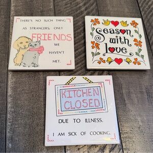Vintage House of Lloyd Ceramic Trivet‎ Kitchen Decorative Novelty Funny Lot Of 3